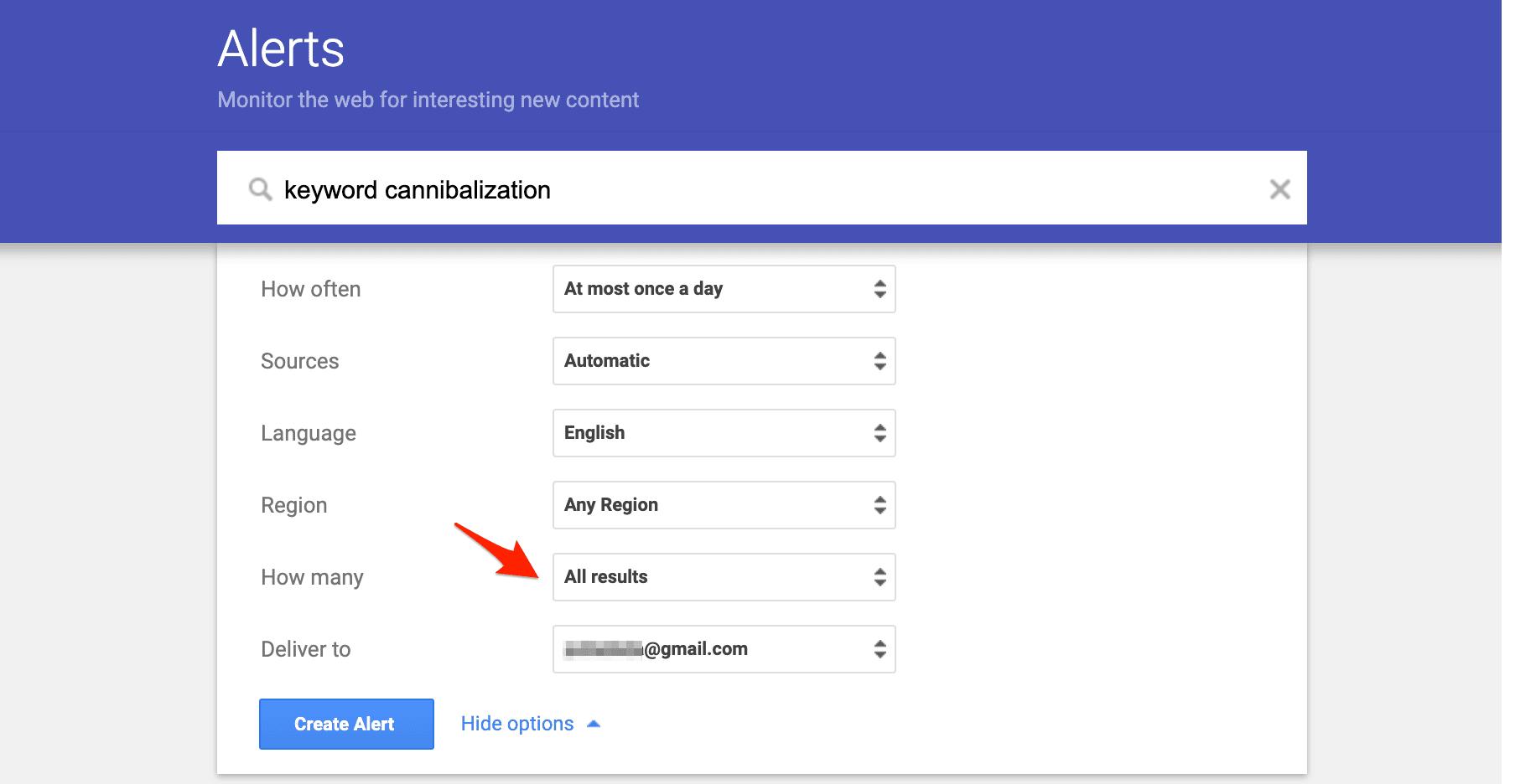 Google Alerts brand monitoring example