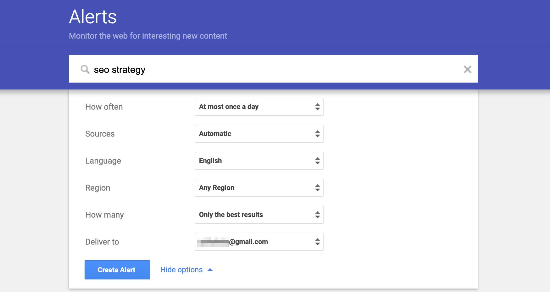 Google Alerts for SEO use cases