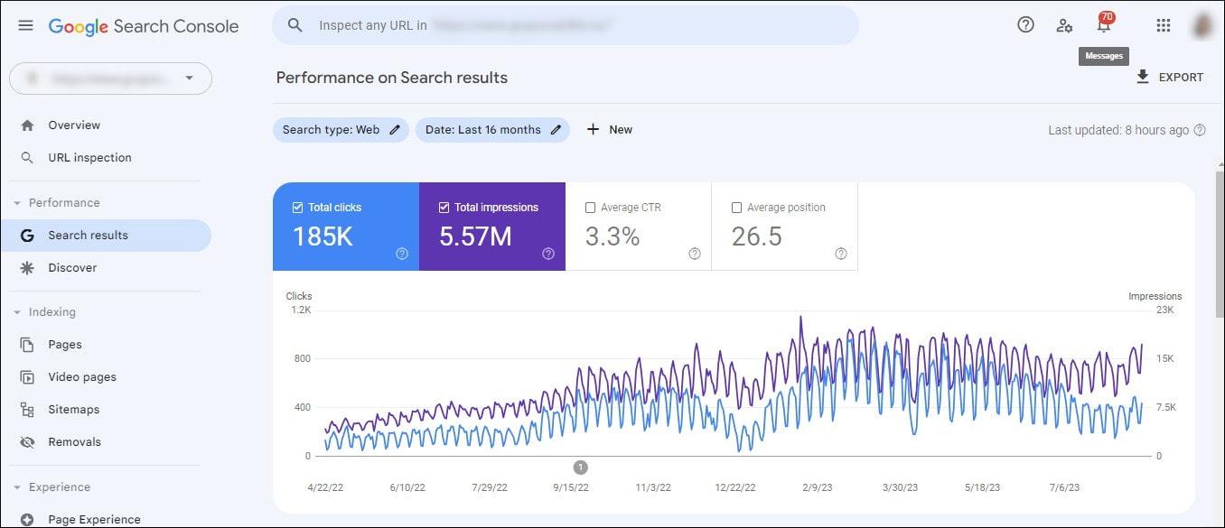 Screenshot of Google Search Console
